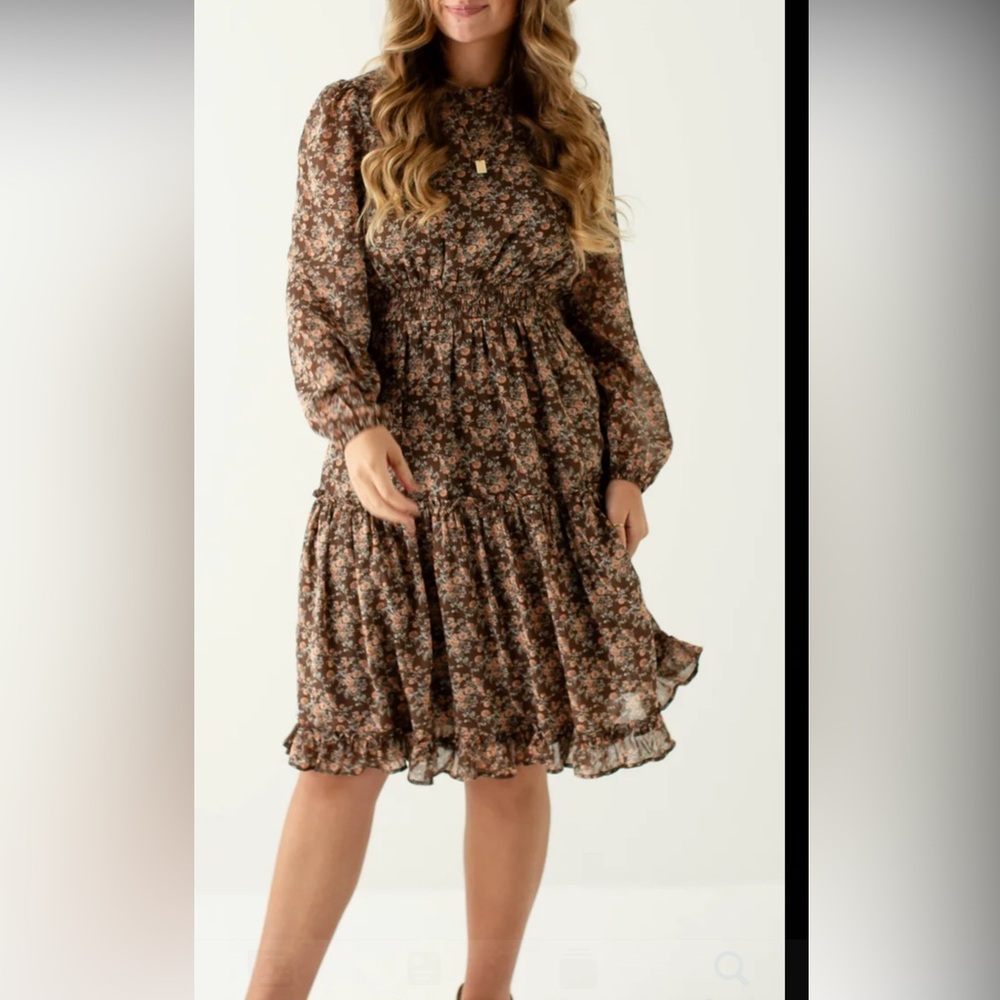 Chic Long Sleeve Floral Dress